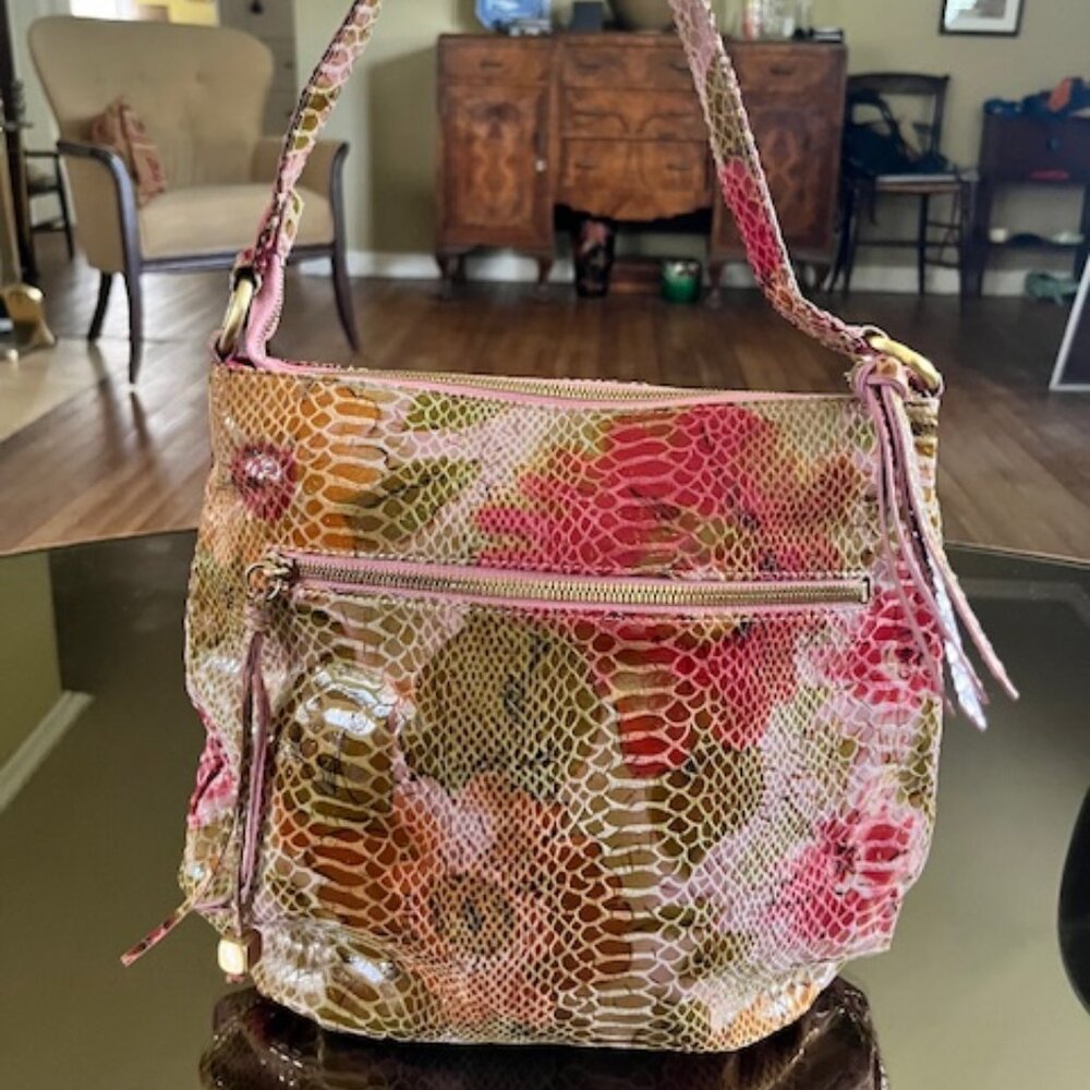 HOBO Leather Floral Shoulder Bag
